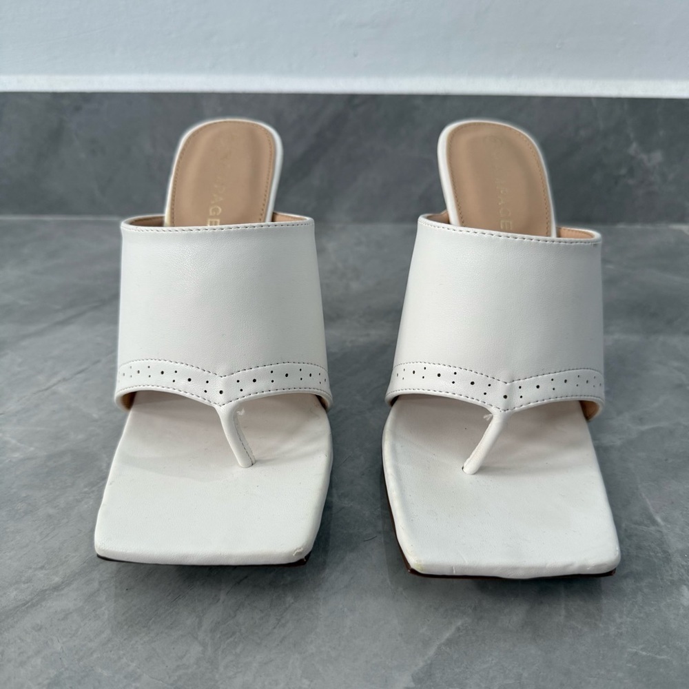 NWOT Women’s Rampage Frida Square Open Toe Mule Heel Thong Sandals Size 9 - Picture 3 of 13